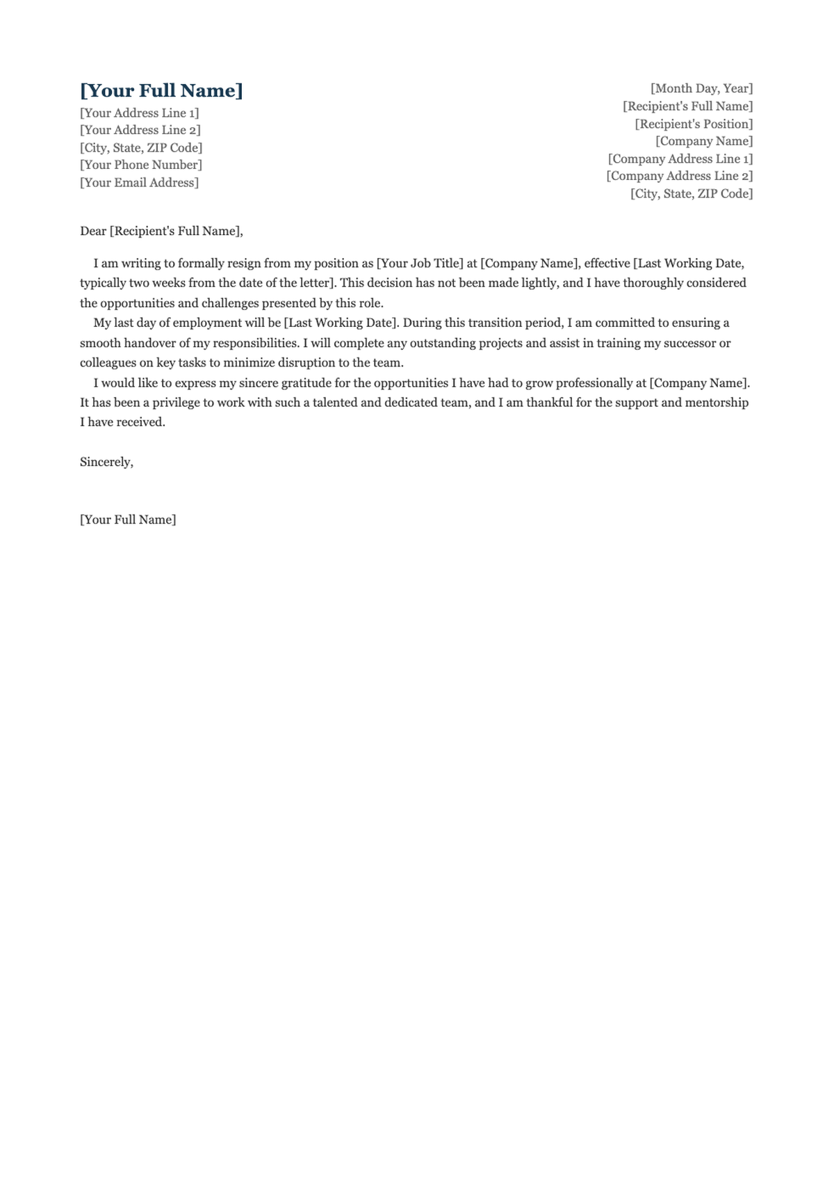 Professional resignation letter from analyst to hiring manager_variant_3